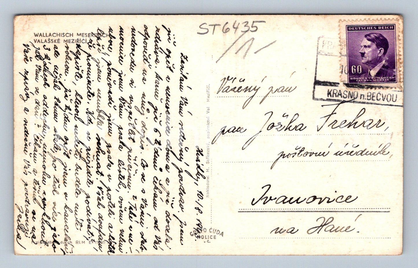 Postcard VALAŠSKÉ MEZIŘÍČI (ST6435)