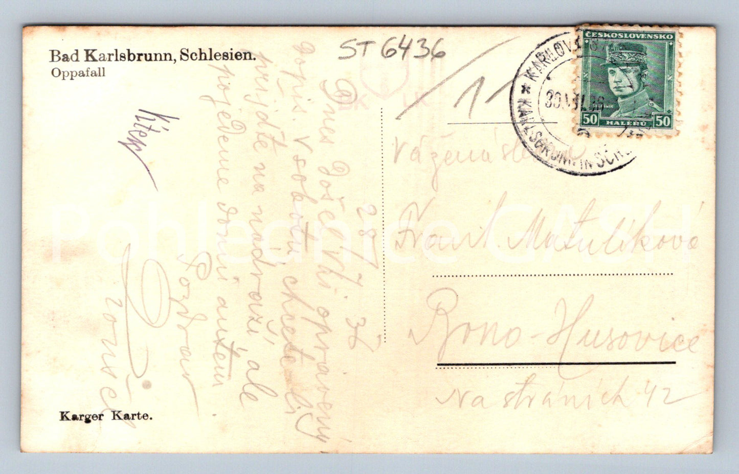 Postcard BAD KARLSBRUNN (ST6436)