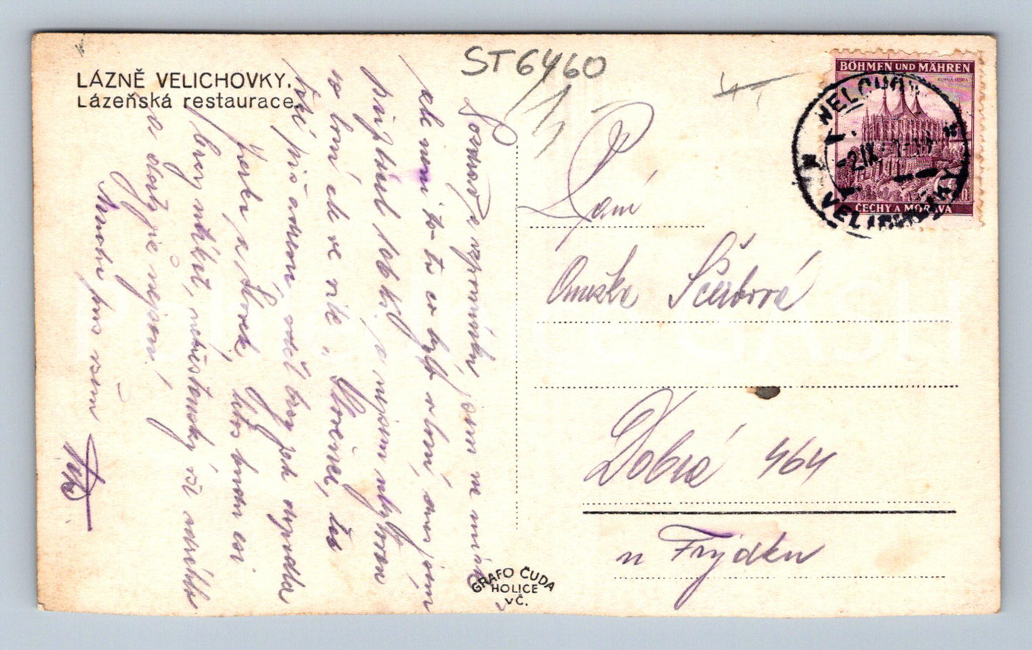 Postcard LÁZNĚ VELICHOVKY (ST6460)