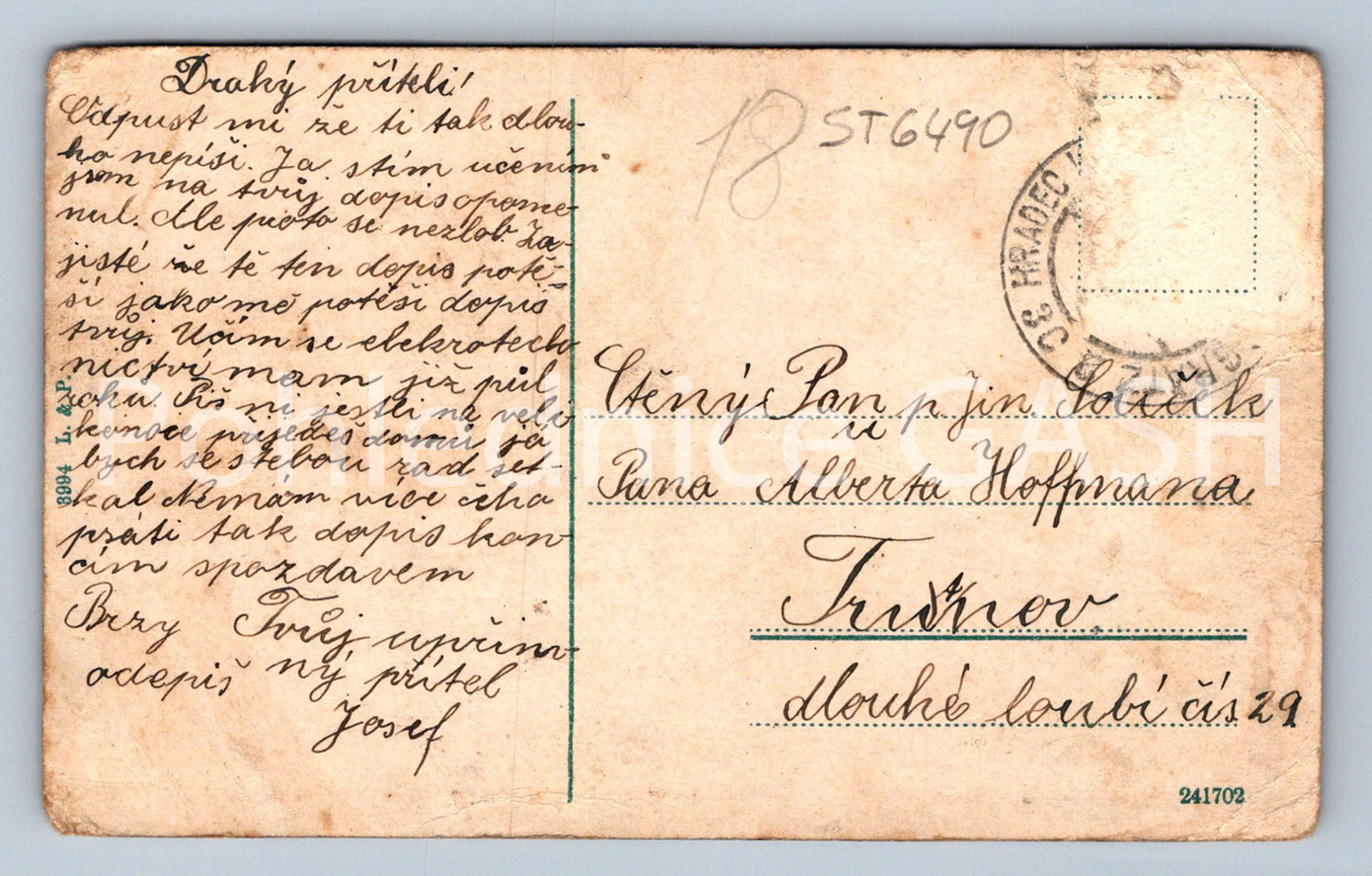 Postcard HRADEC KRÁLOVÉ (ST6490)