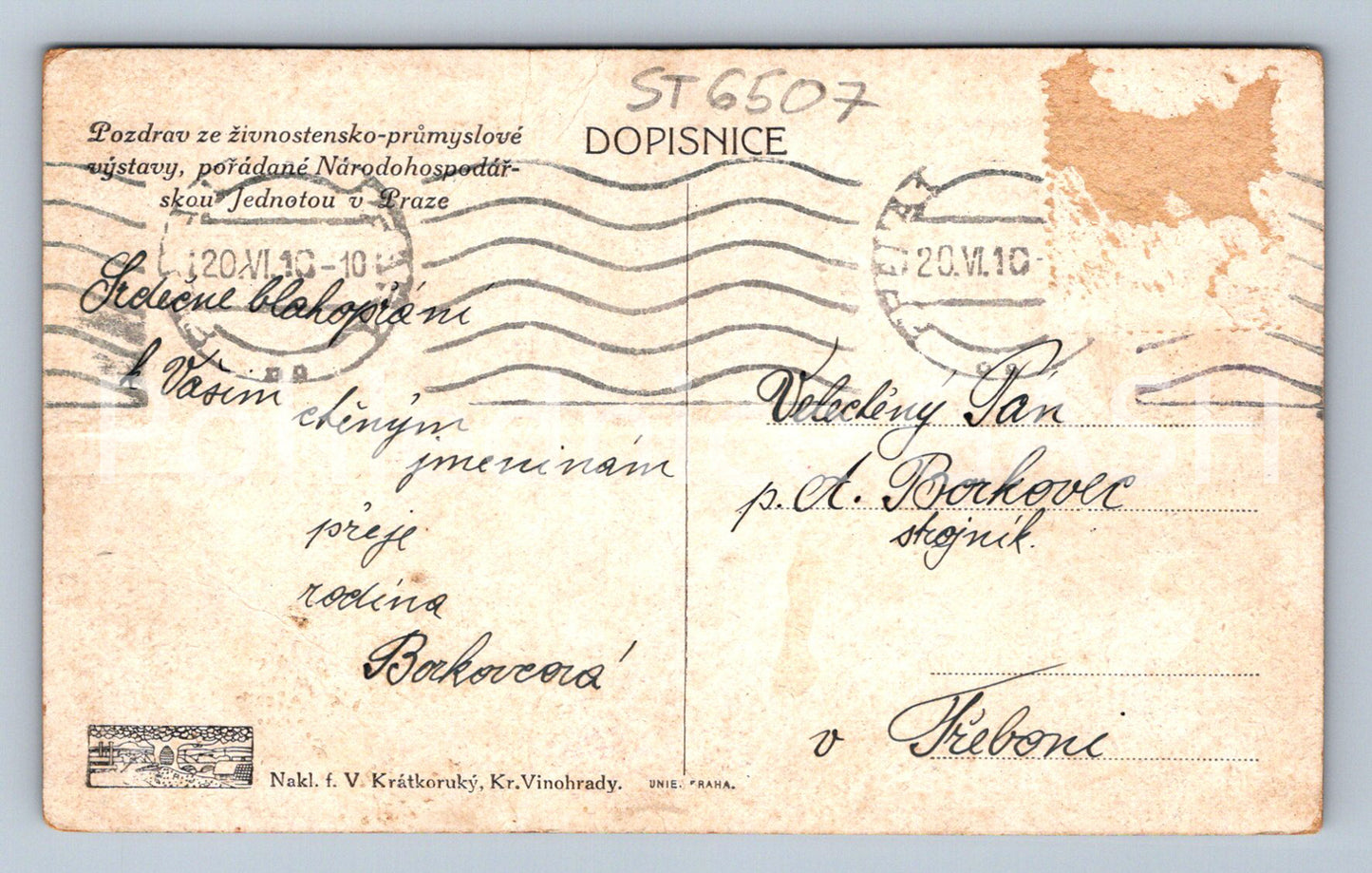 Postcard VIEW FROM THE INDUSTRIAL PALACE IN PRAGUE (ST6507)