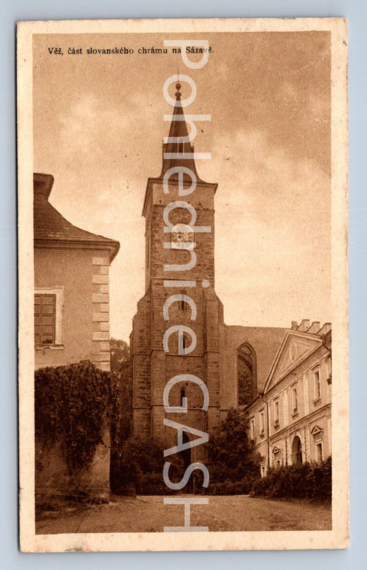 Pohlednice VĚŽ ČÁST SLOVANSKÉHO CHRÁMU NA SÁZAVĚ (ST4459)