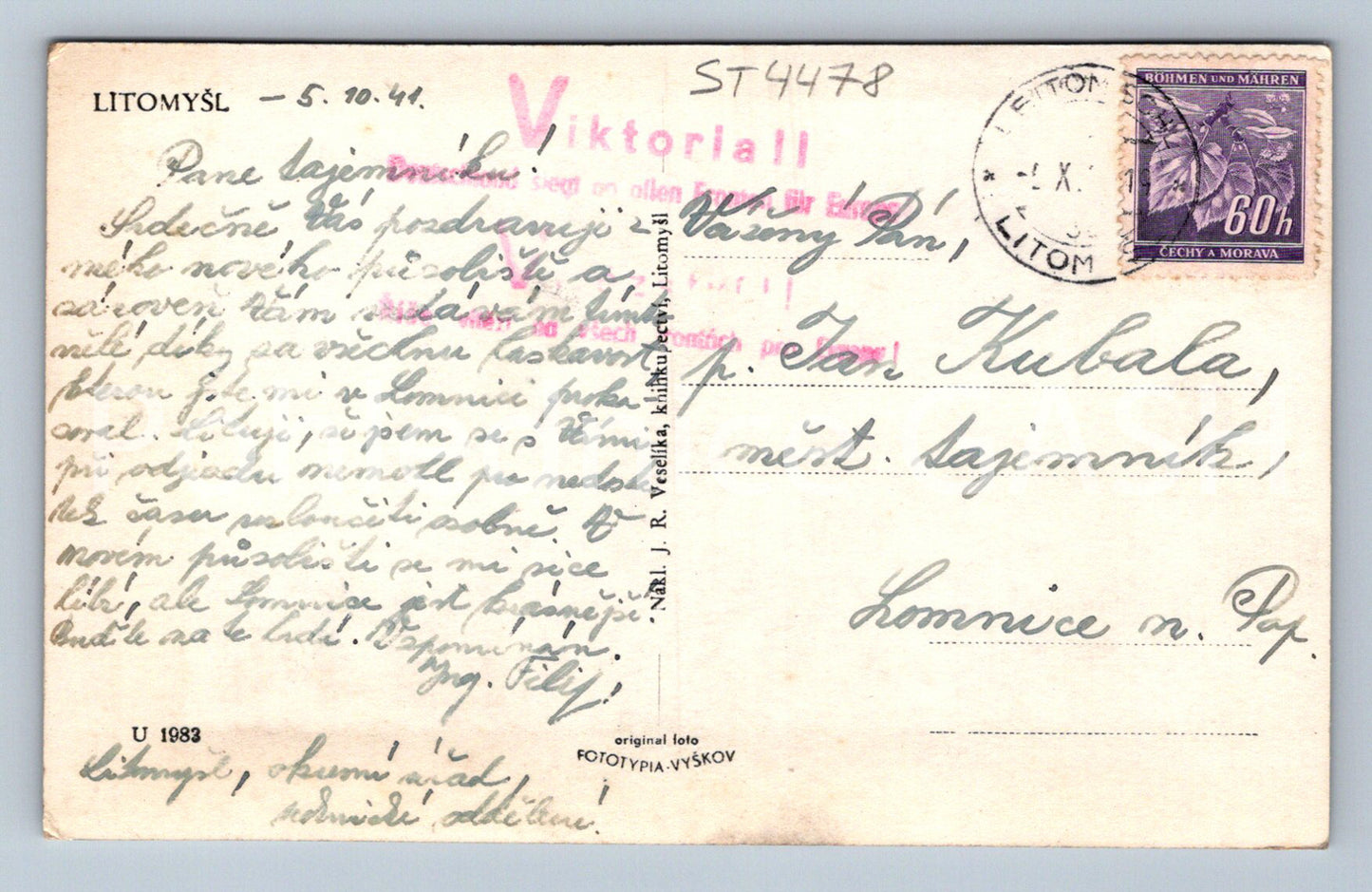 Pohlednice LITOMYŠL (ST4478)