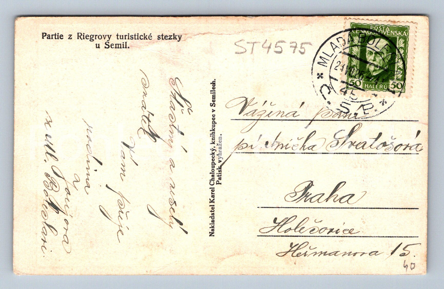 Pohlednice PARTIE Z RIEGROVY TURISTICKÉ STEZKY U SEMIL (ST4575)