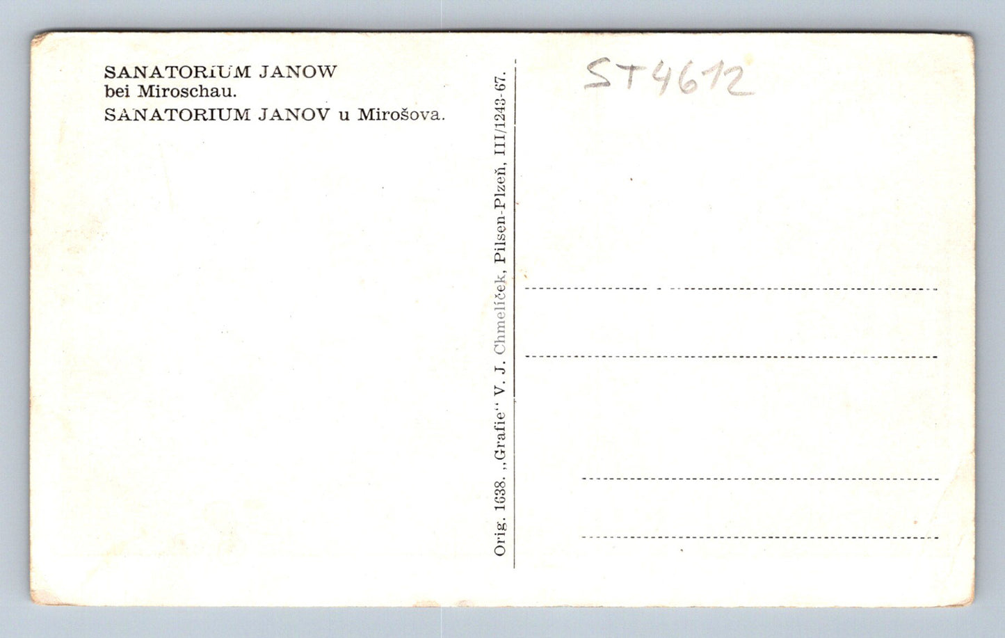 Pohlednice SANATORIUM JANOV U MIROŠOVA (ST4612)