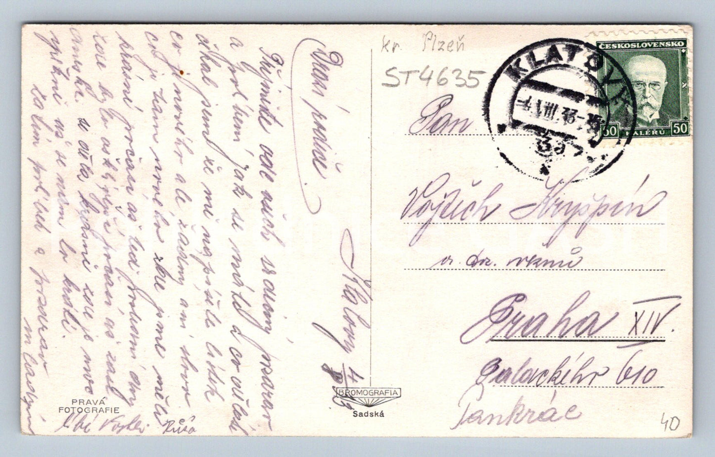 Postcard KLATOVY - ENTRANCE TO THE CITY PARKS (ST4635)