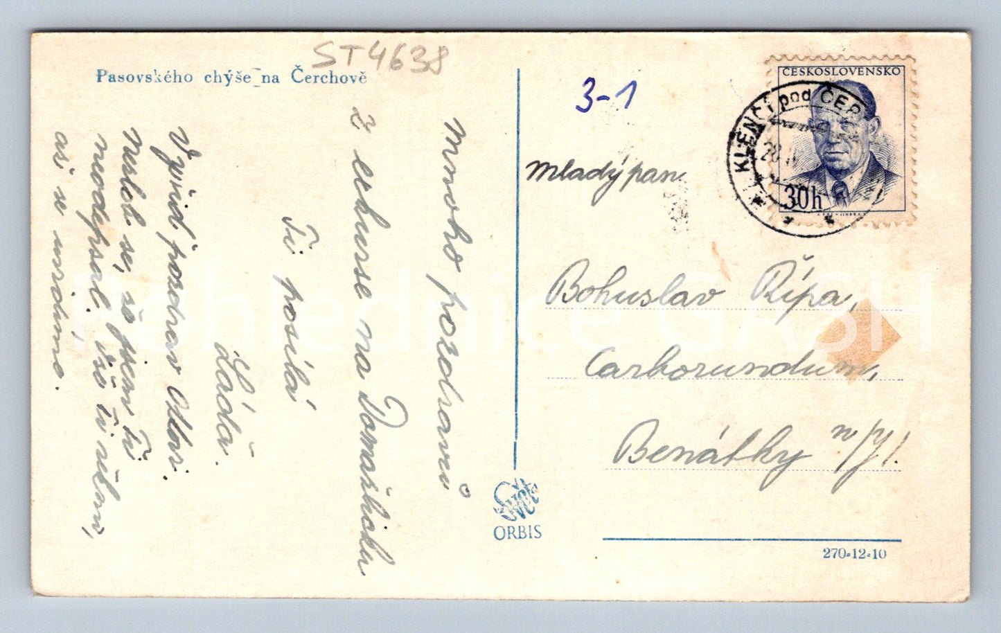 Postcard of the PASSAW HUT IN CERCHOV (ST4638)