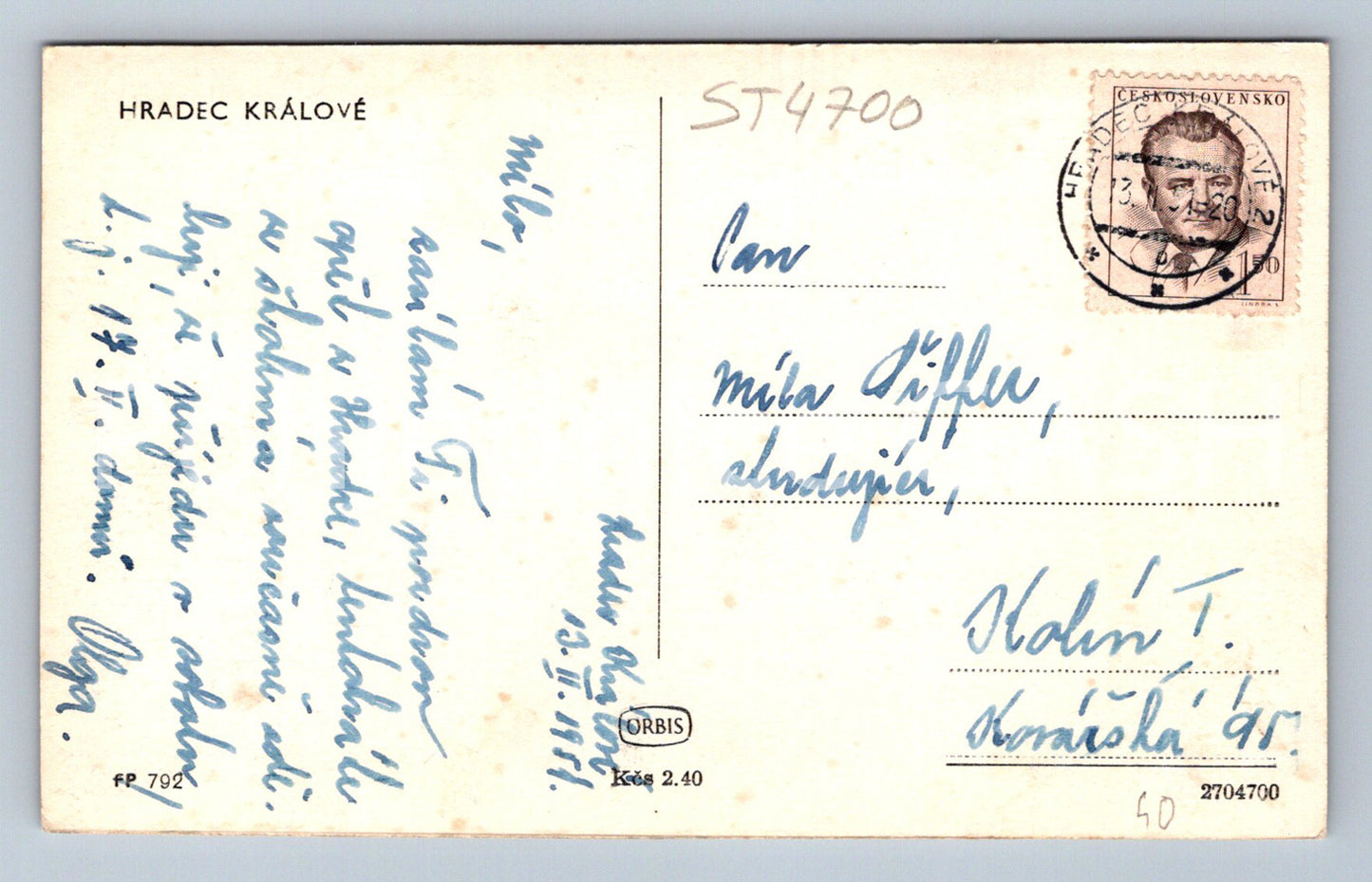 Postcard HRADEC KRÁLOVÉ (ST4700)