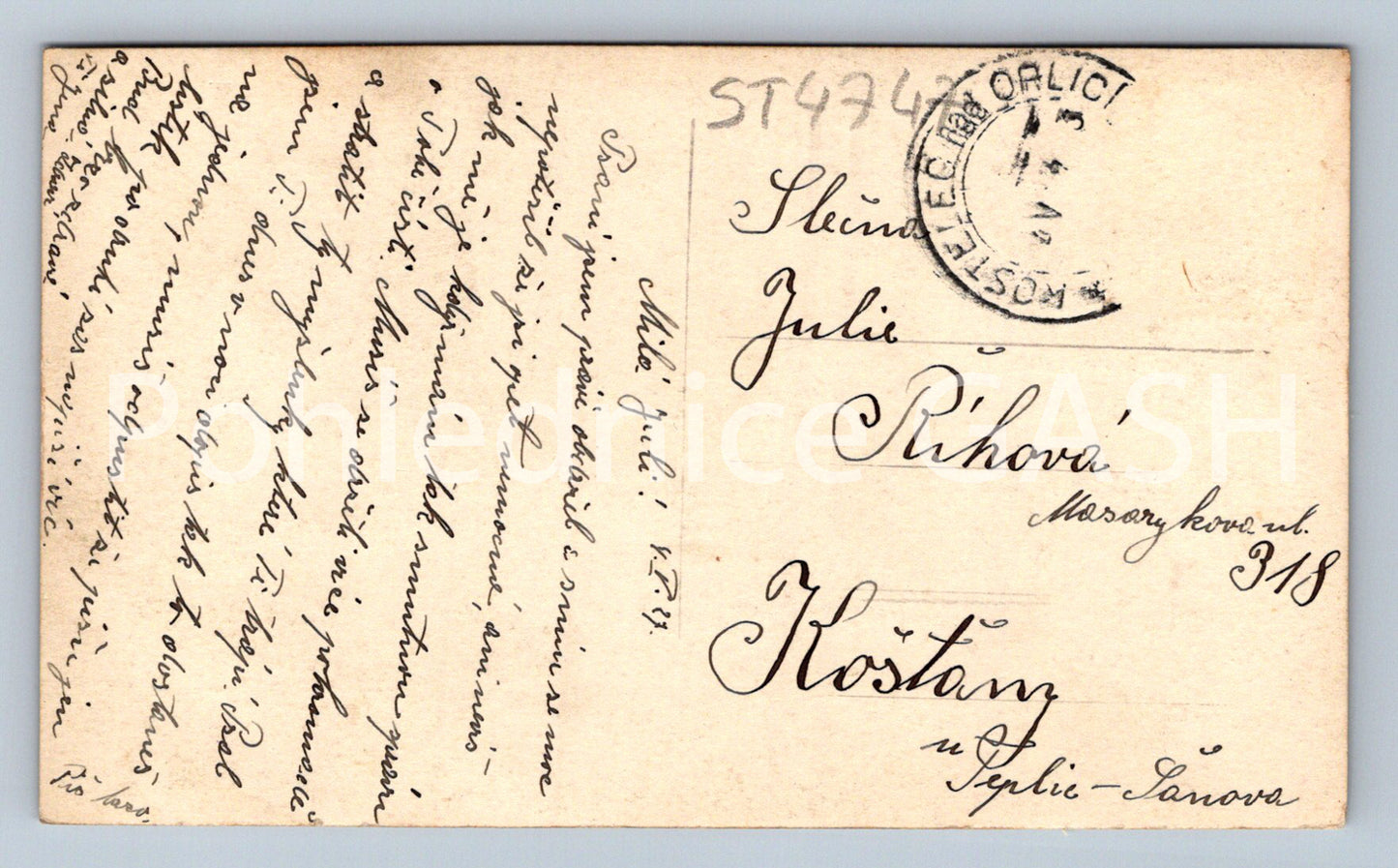 Postcard KOSTELEC NAD ORLICÍ - SQUARE (ST4747)