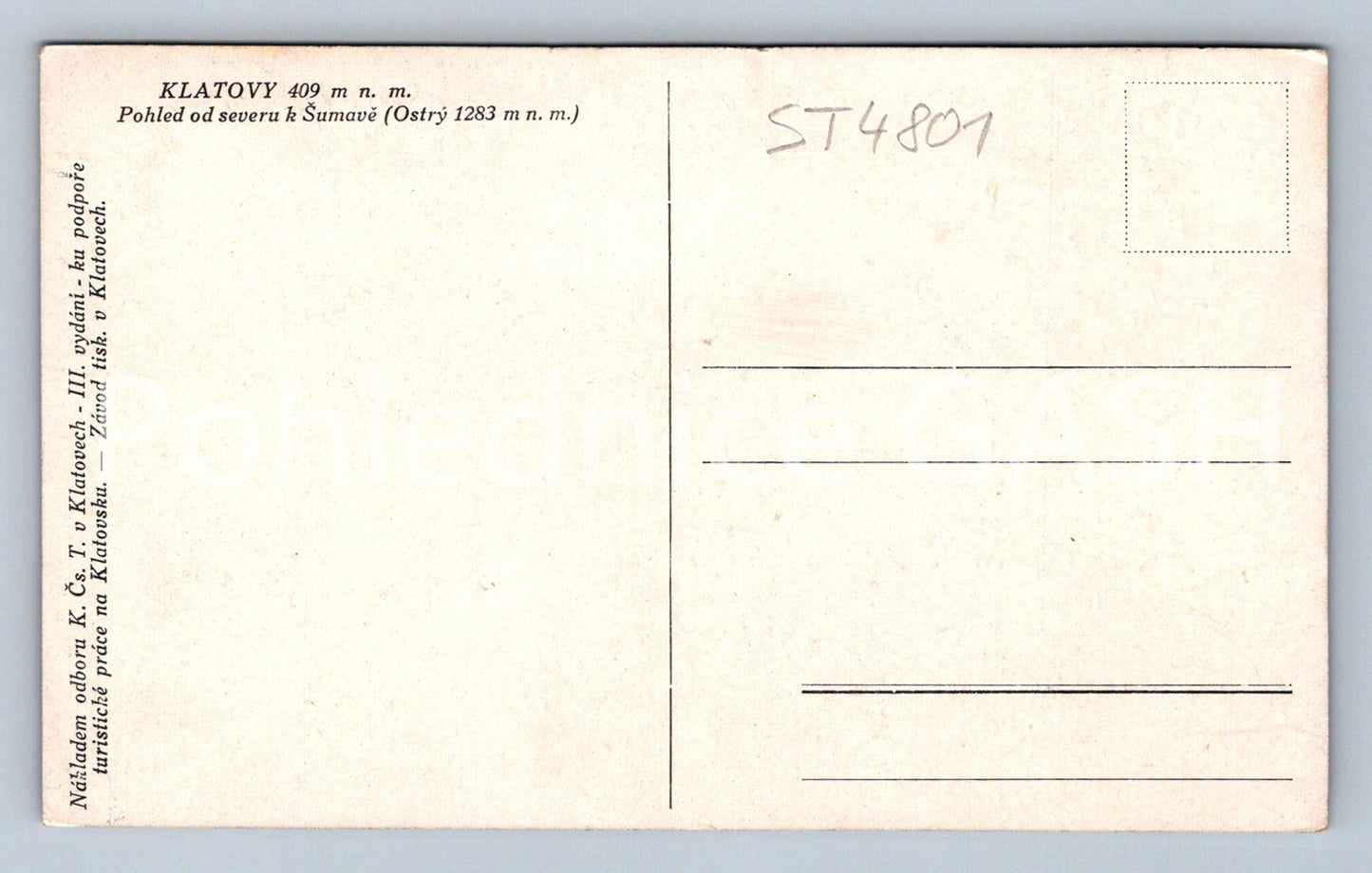 Postcard KLATOVY (ST4801)
