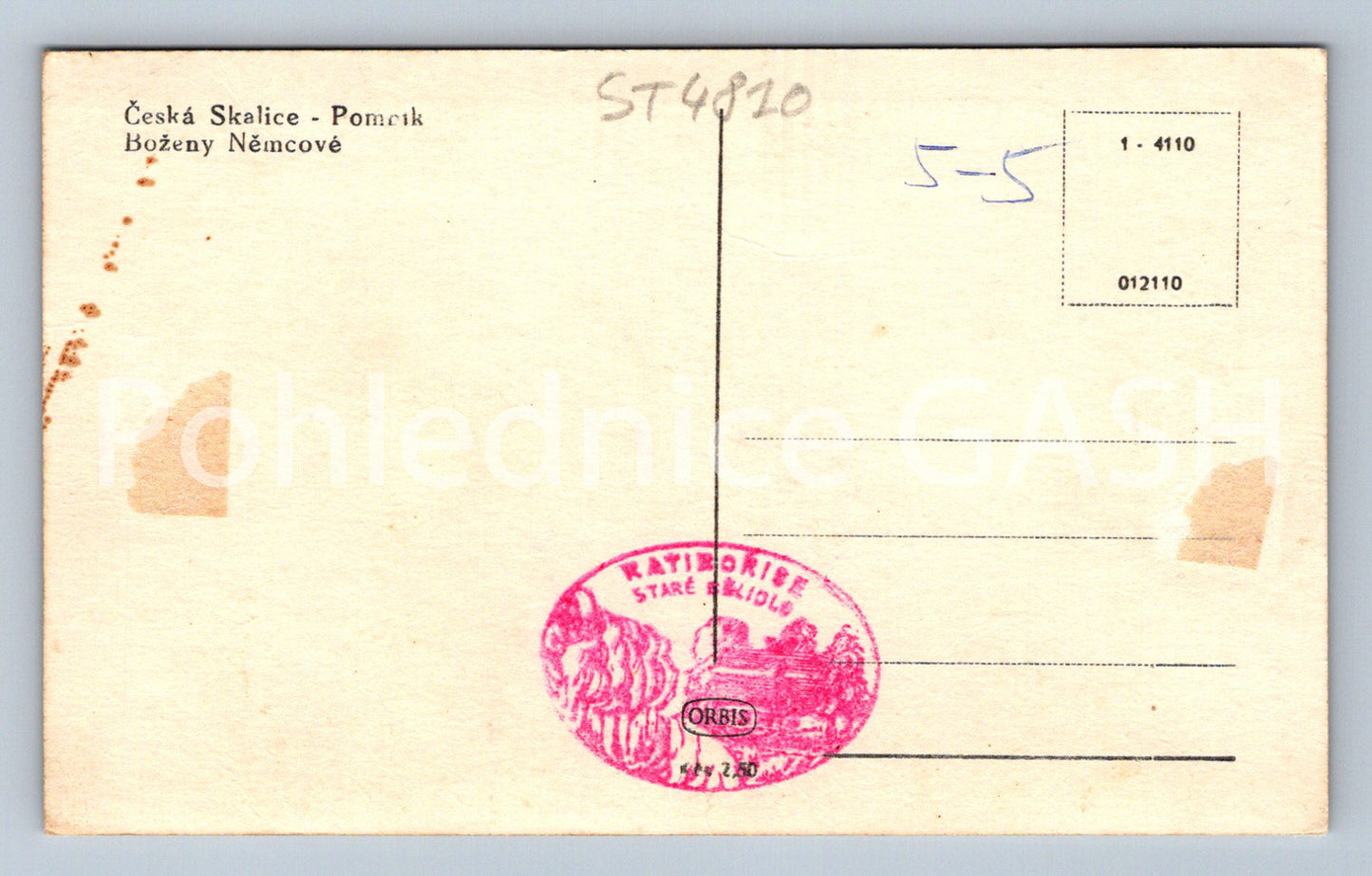 Postcard ČESKÁ SKALICE - MONUMENT TO BOŽENA NĚMCOVÁ (ST4820)