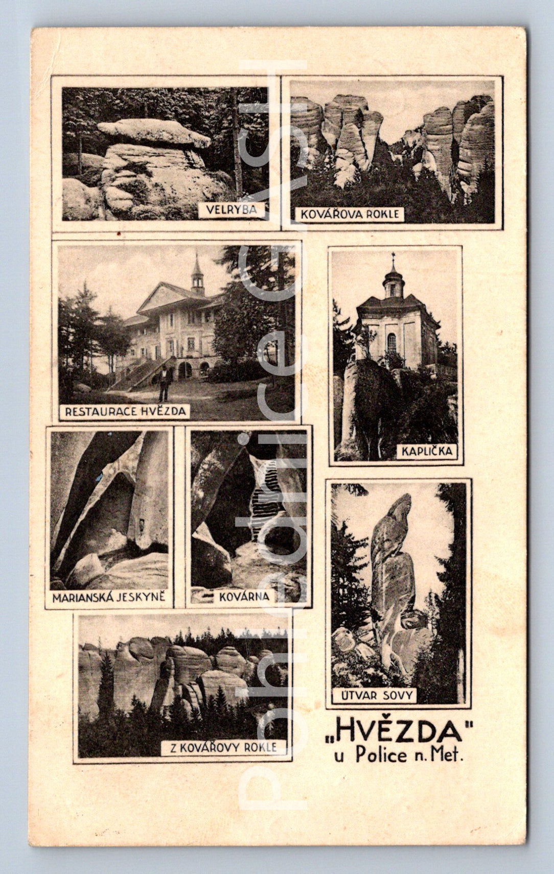 Postcard STAR AT THE POLICE STATION OVER METUJÍ - COLLAGE (ST4821)