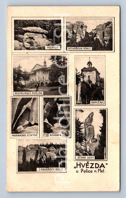 Postcard STAR AT THE POLICE STATION OVER METUJÍ - COLLAGE (ST4821)