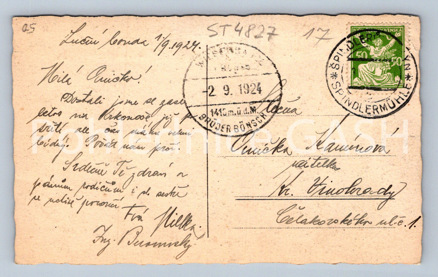 Postcard SNOW WHITE - WITH A GIANT SHED (ST4827)