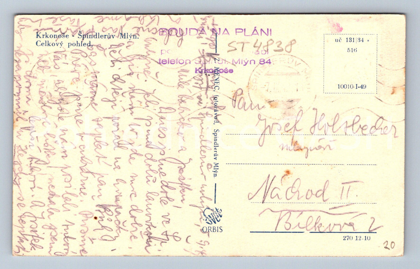 Postcard KRKONOSE - ŠPINDLERŮV MLÝN (ST4838)