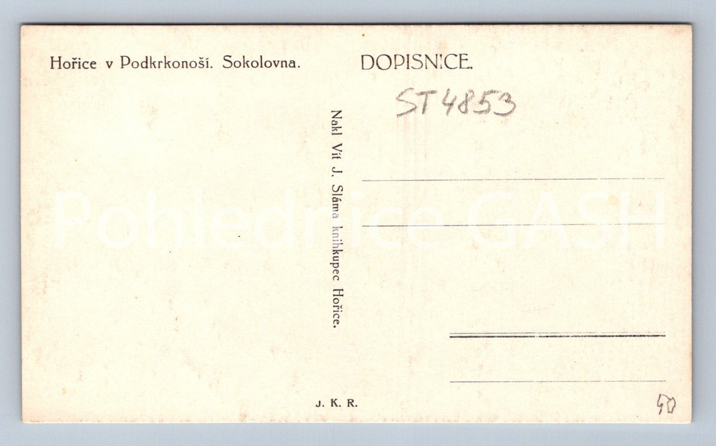 Postcard HOČICE IN THE KRKONOSÍ MOUNTAINS - FOKOLOVNA (ST4853)