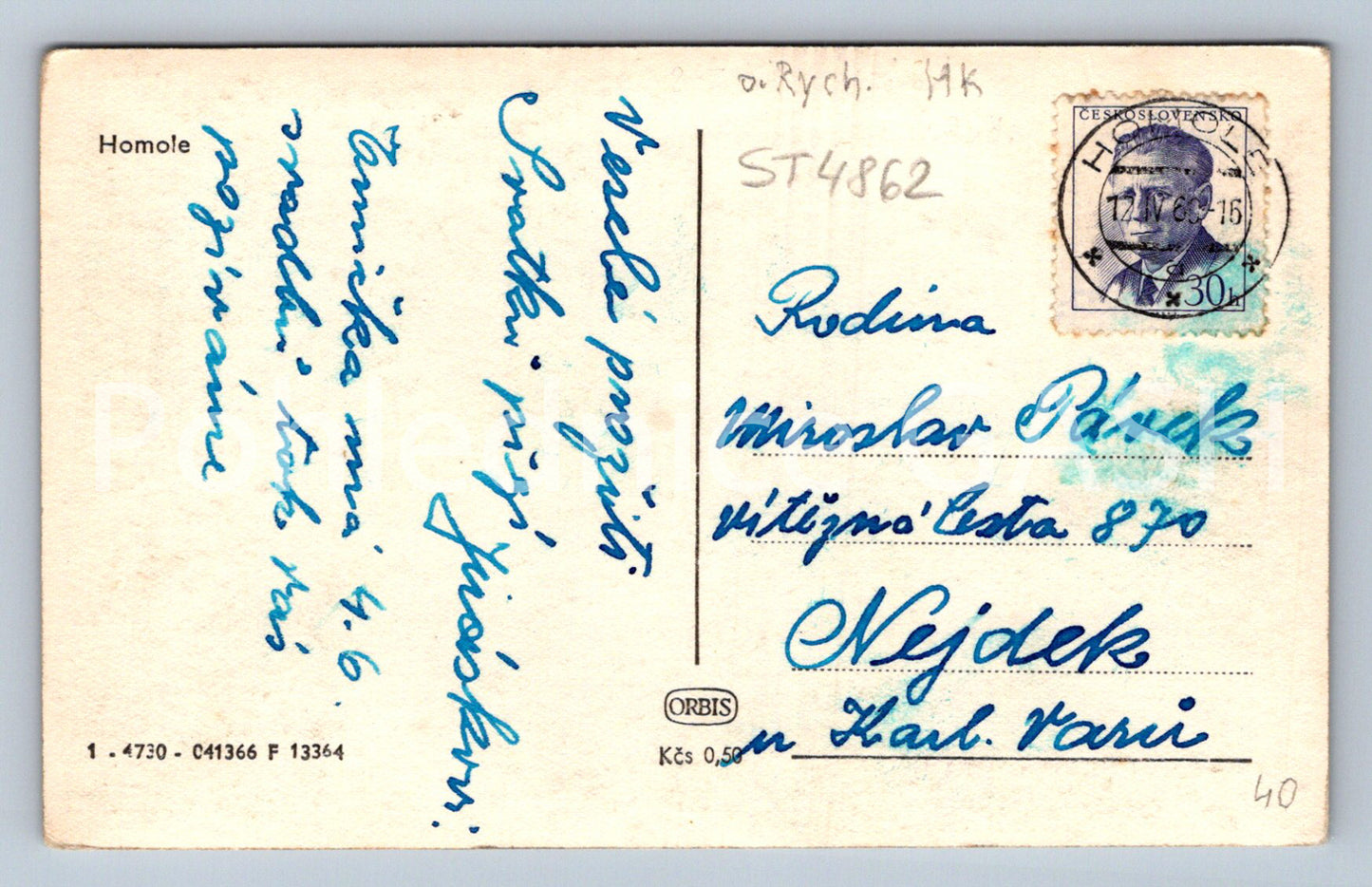 Pohlednice HOMOLE (ST4862)