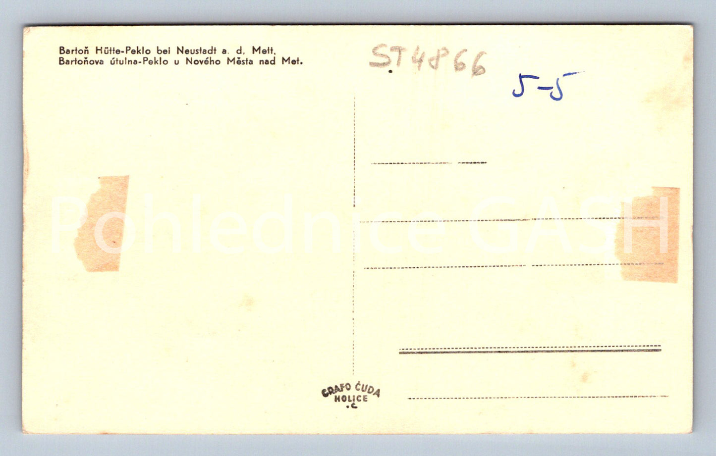 Postcard BARTON'S COTTAGE - HELL NEAR NOVÉ MÉSTO NAD METUJÍ (ST4866)