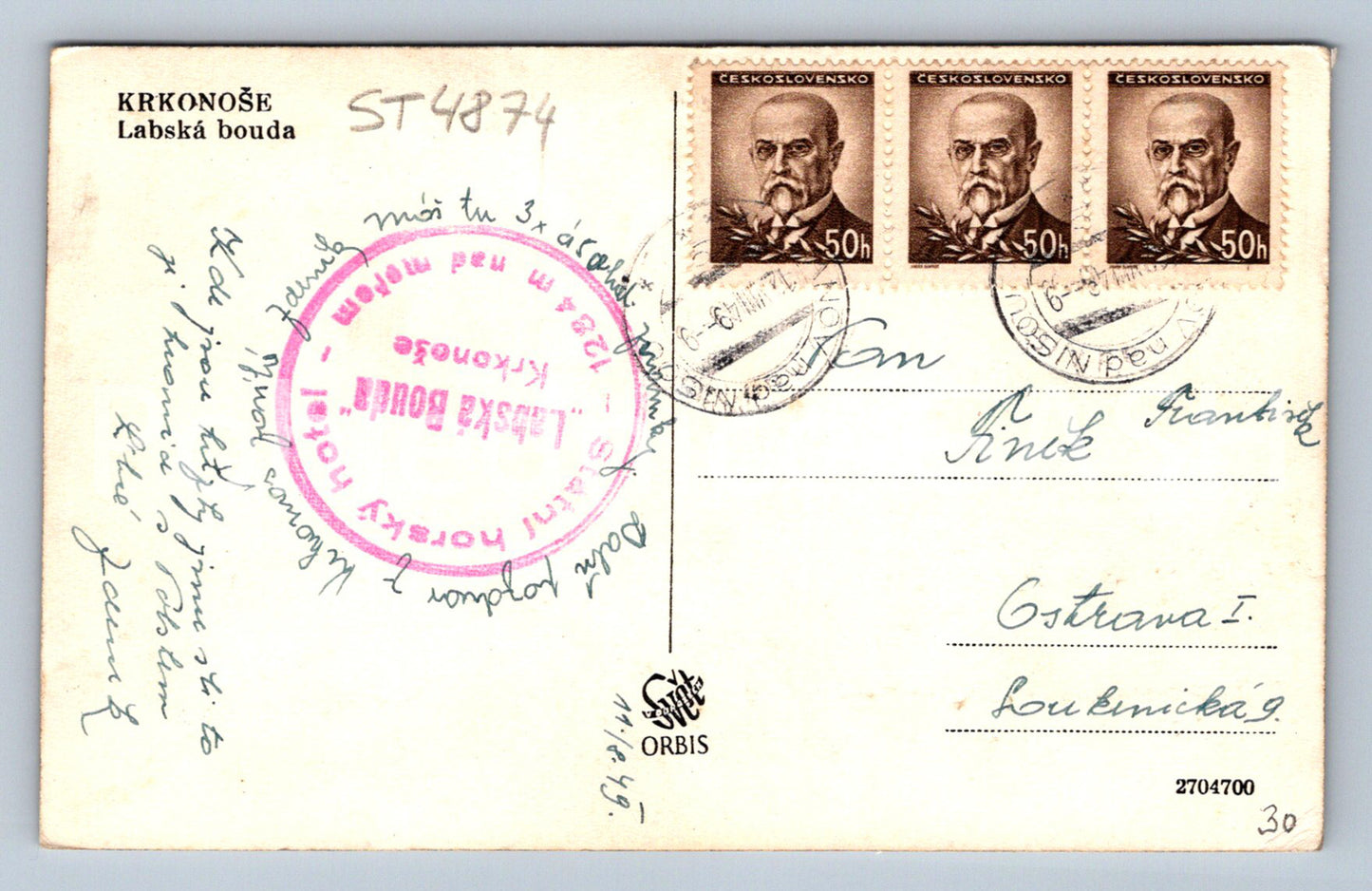 Postcard KRKONOSE (ST4874)