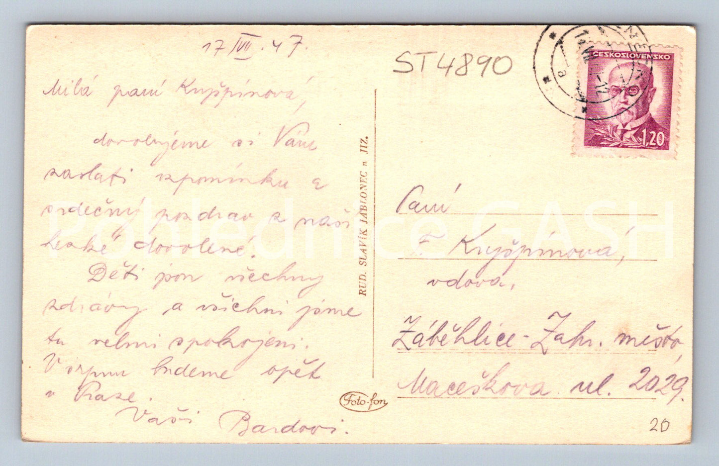 Postcard KRKONOSE (ST4890)