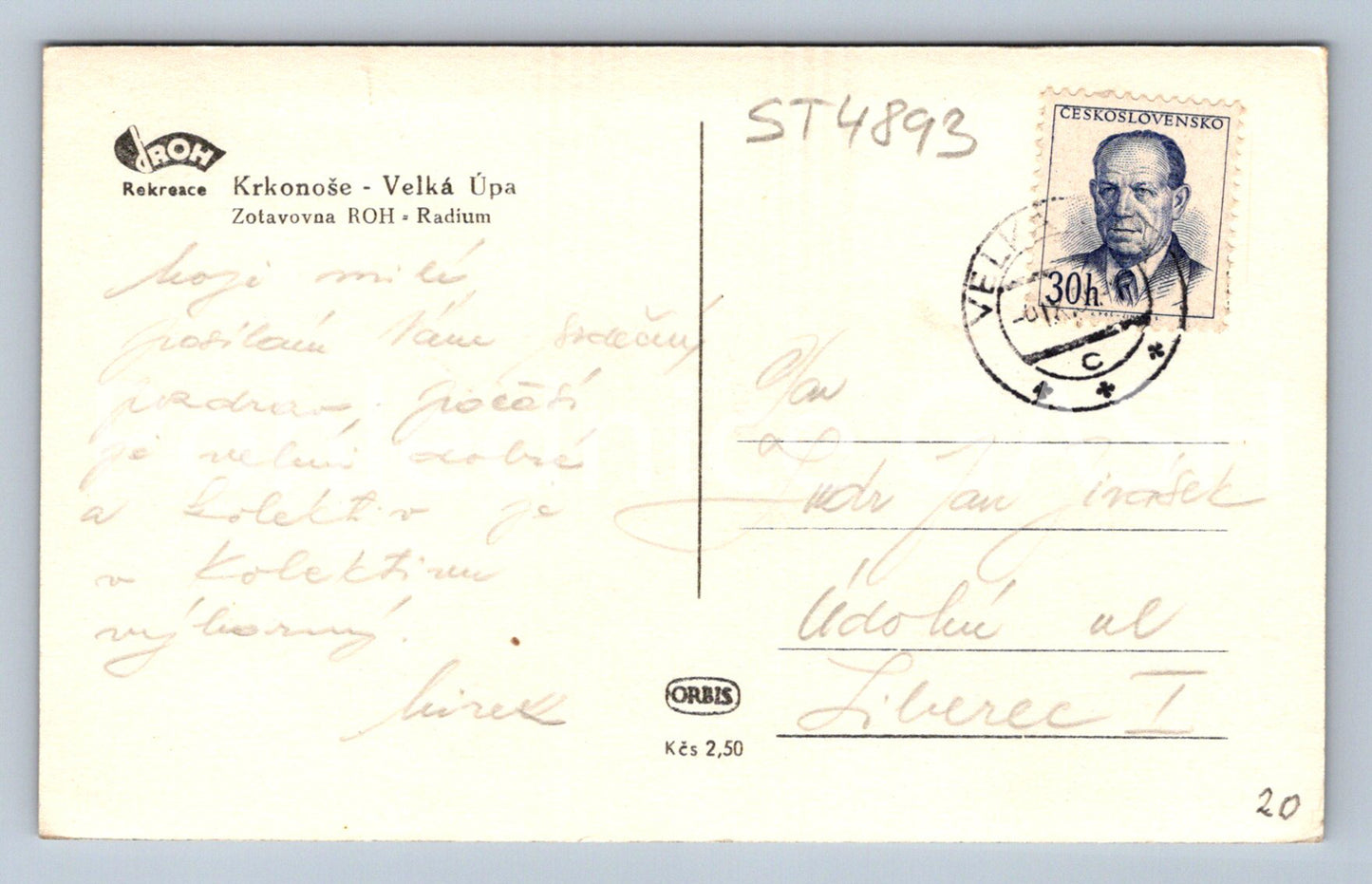 Postcard KRKONOSE (ST4893)