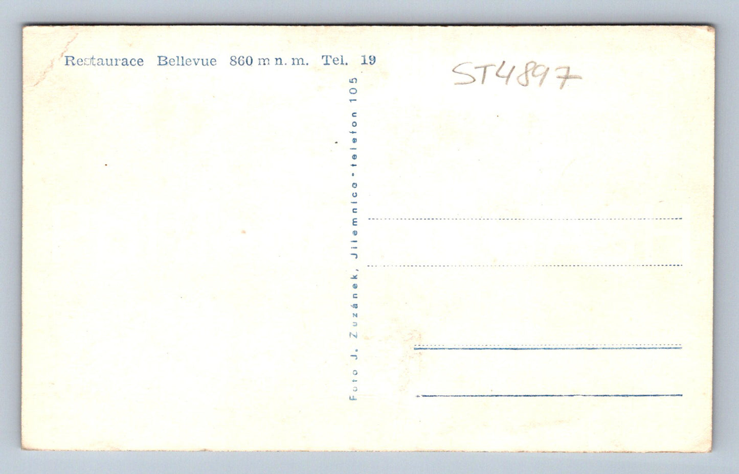 Postcard BELLEVUE RESTAURANT 860 MNM (ST4897)