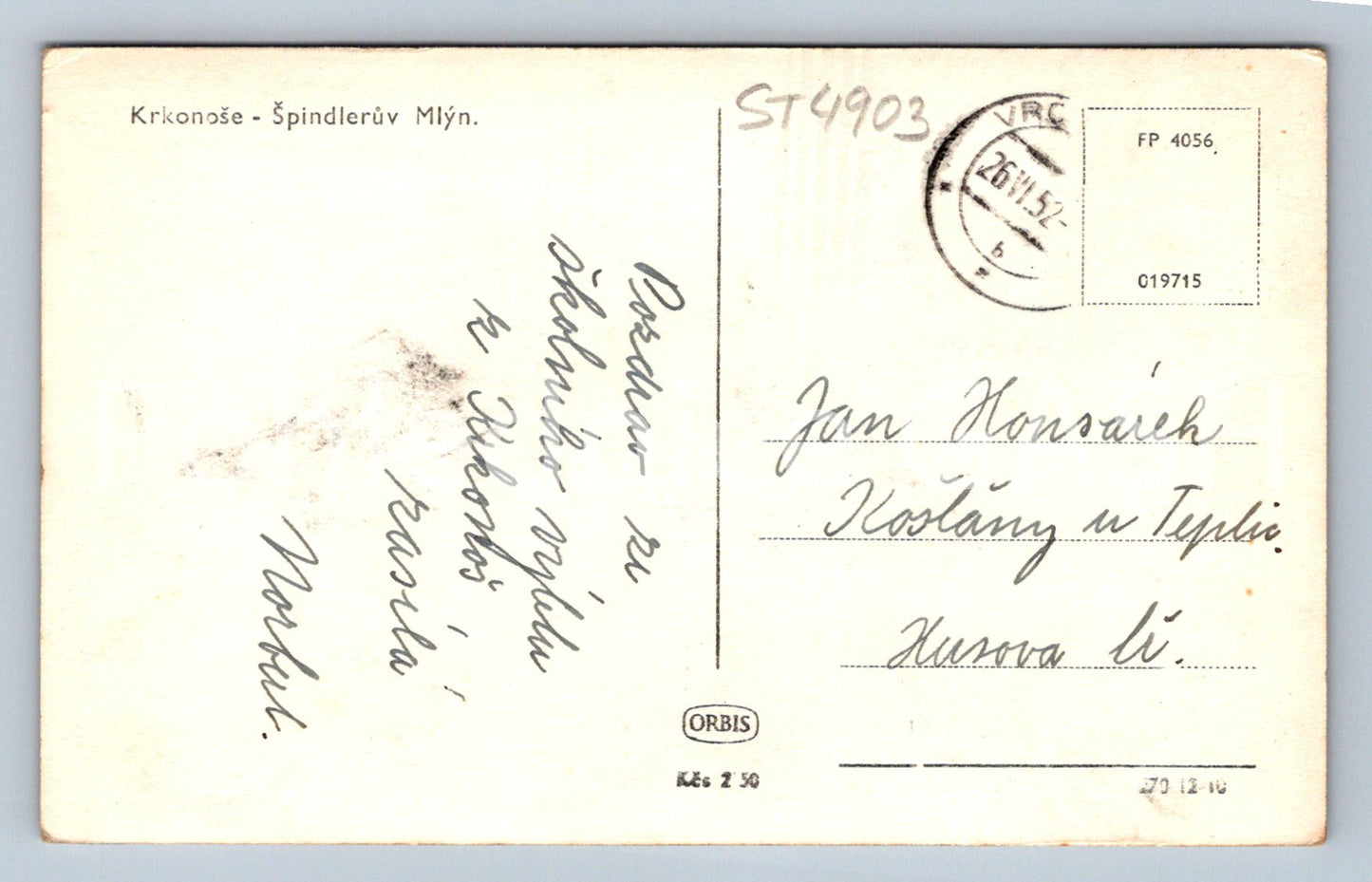 Postcard KRKONOSE MOUNTAINS - SPINDLER MILL (ST4903)