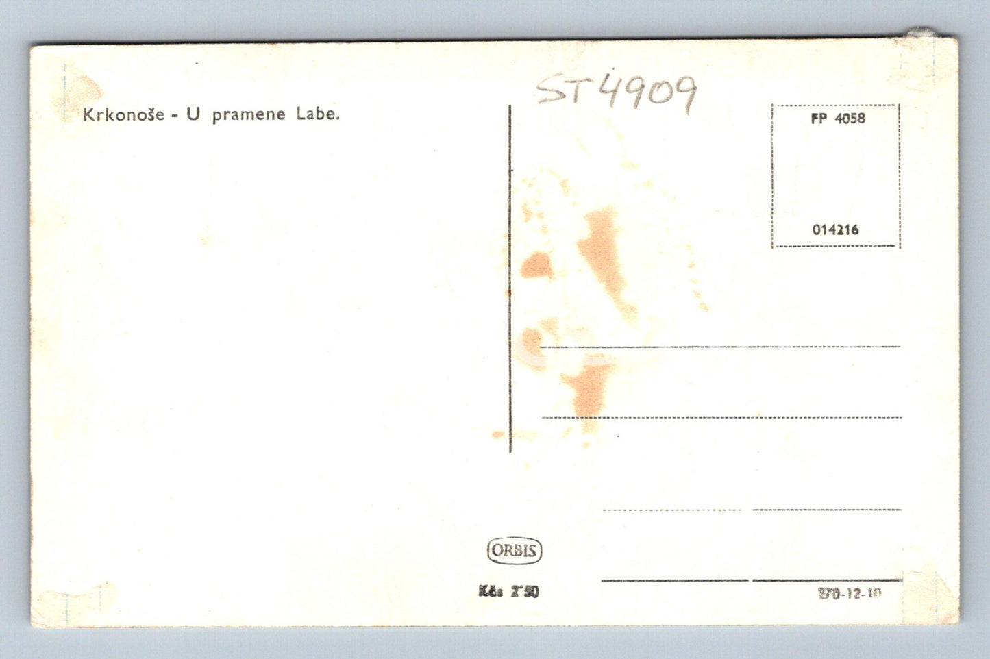 Postcard KRKONOS - SOURCE OF THE ELBE (ST4909)