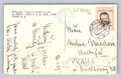 Postcard KRKONOSE - CZECHOSLOVAK SHED ON SNĚŽCE (ST4912)