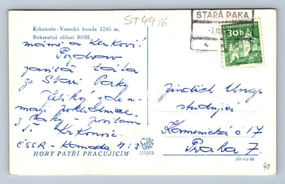 Postcard KRKONOSE - VOSECKÁ SHOUD (ST4916)