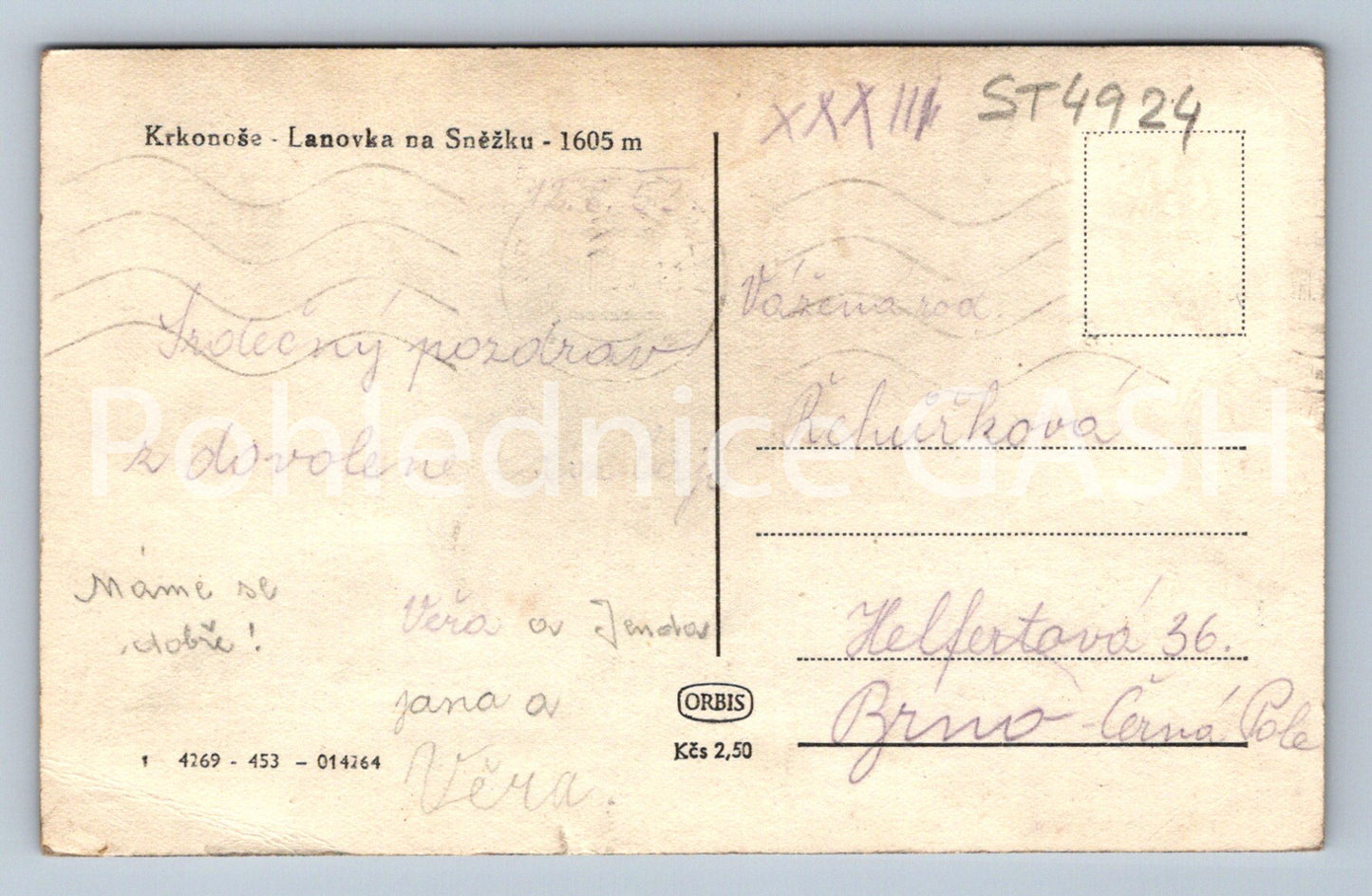 Postcard KRKONOSE - SNOWMOBILE CABLE CAR (ST4924)