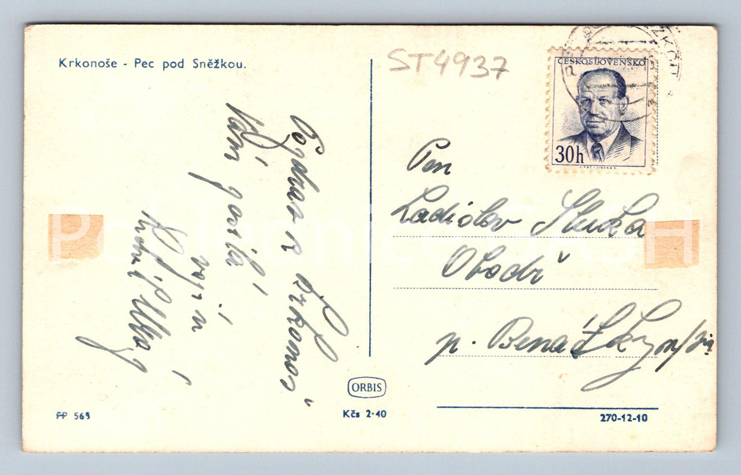 Postcard KRKONOSE - PEC UNDER SNĚŽKOU (ST4937)