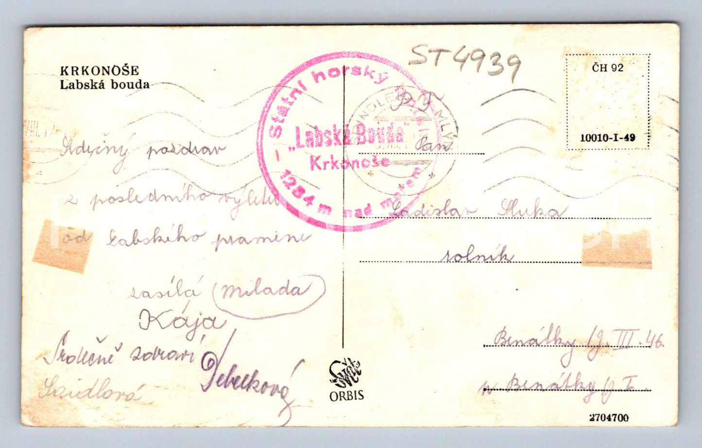 Postcard KRKONOSE - ELBE SHED (ST4939)