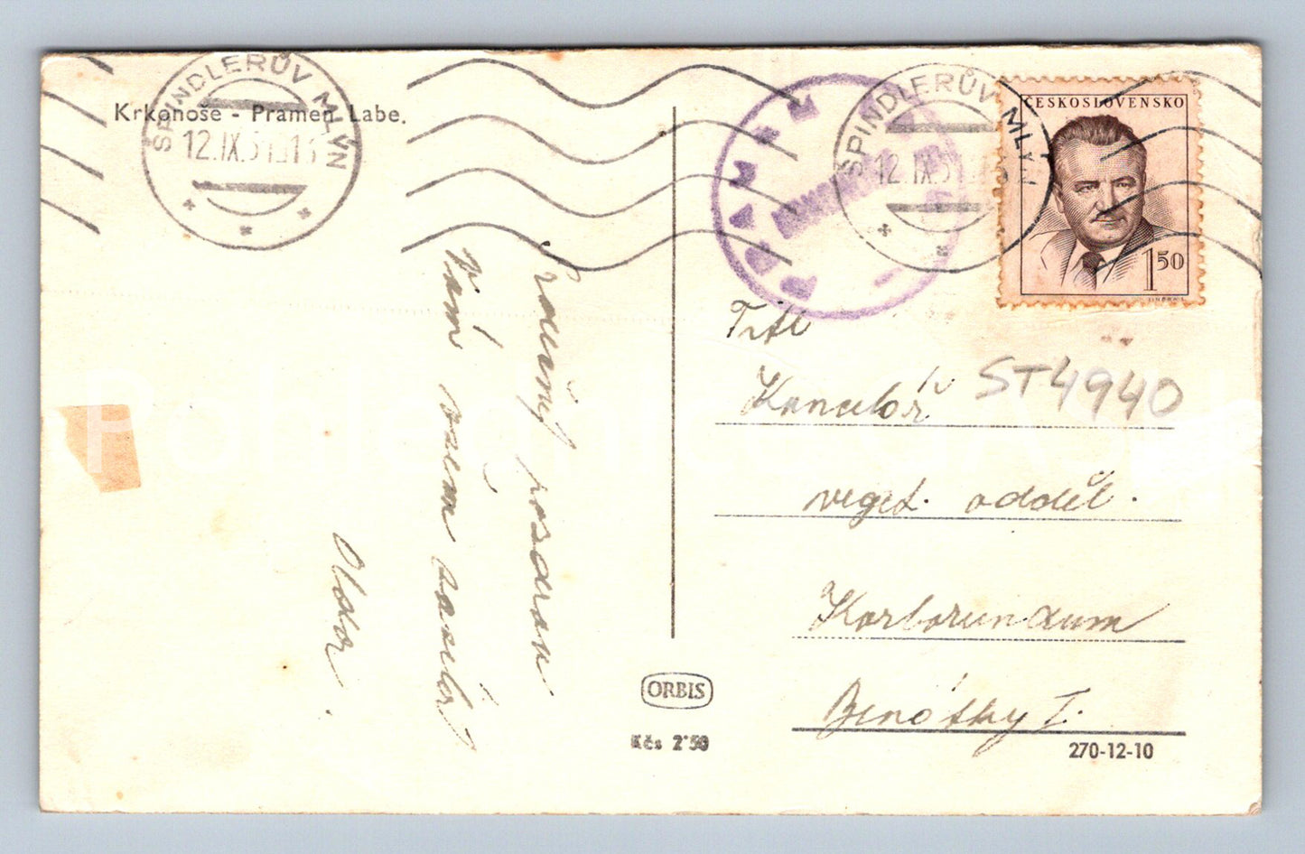 Postcard KRKONOSE - SOURCE OF THE ELBE (ST4940)