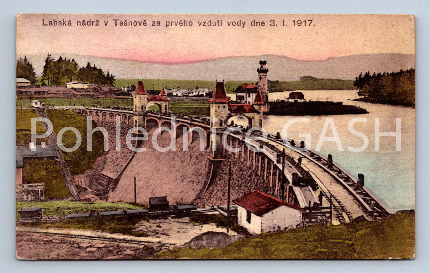 Postcard CONSTRUCTION OF THE ELBE RESERVOIR IN TĚŠNOV (ST6628)