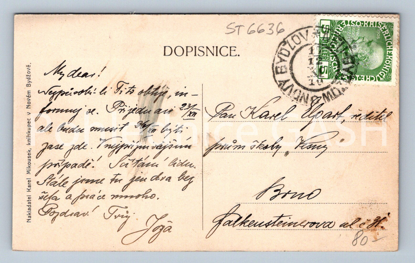 Postcard NOVÝ BYDŽOV (ST6636)