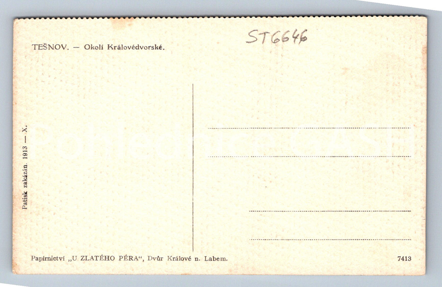 Postcard TĚŠNOV - ELBE RESERVOIR IN TĚŠNOV (ST6646)