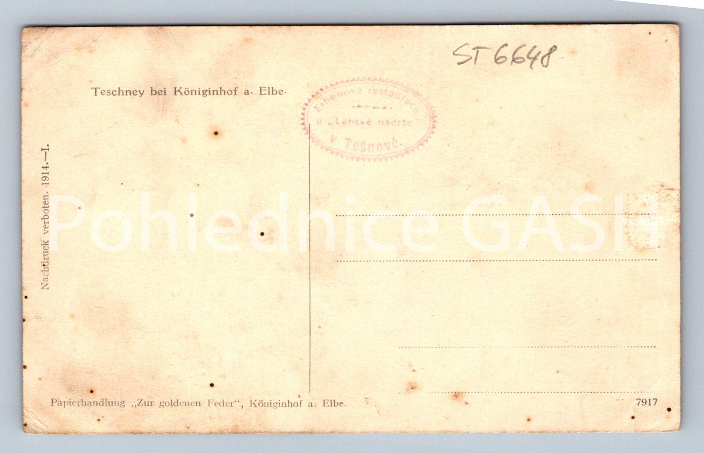 Postcard CONSTRUCTION OF THE ELBE RESERVOIR IN TĚŠNOV (ST6648)