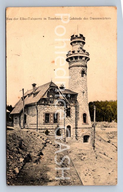 Postcard CONSTRUCTION OF THE ELBE RESERVOIR IN TĚŠNOV (ST6648)