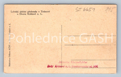 Postcard CONSTRUCTION OF THE ELBE RESERVOIR IN TĚŠNOV (ST6651)