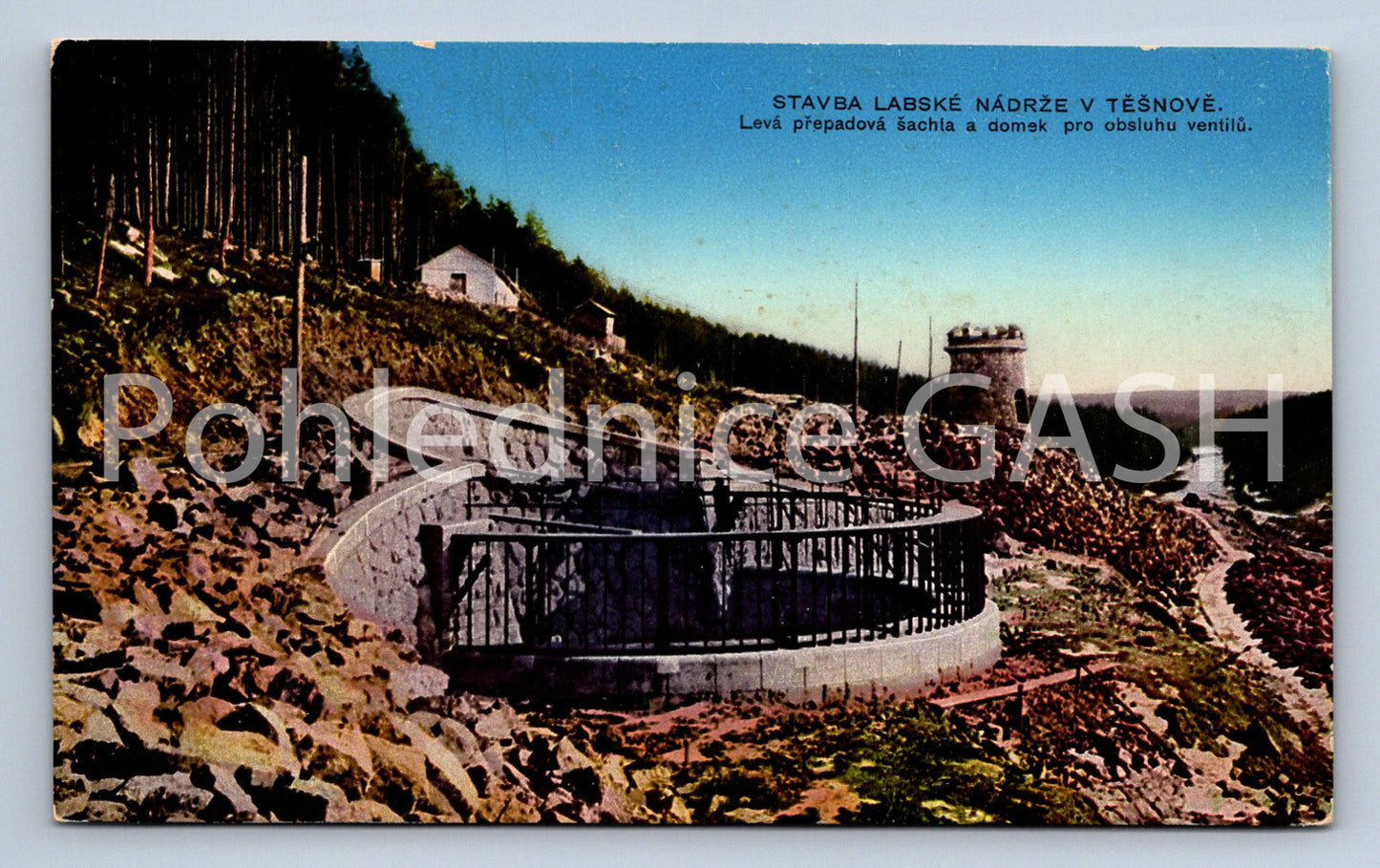 Postcard CONSTRUCTION OF THE ELBE RESERVOIR IN TĚŠNOV (ST6652)