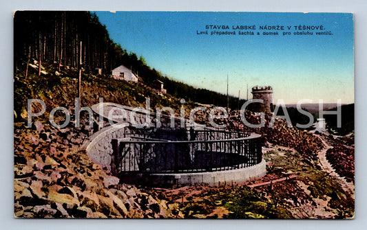 Postcard CONSTRUCTION OF THE ELBE RESERVOIR IN TĚŠNOV (ST6652)