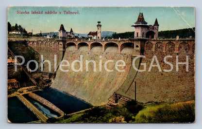 Postcard CONSTRUCTION OF THE ELBE RESERVOIR IN TĚŠNOV (ST6664)