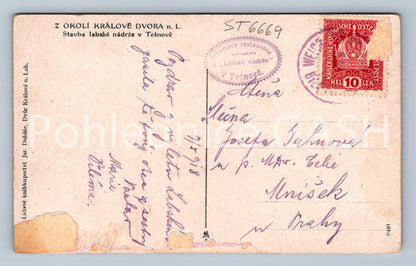 Postcard CONSTRUCTION OF THE ELBE RESERVOIR IN TĚŠNOV (ST6669)