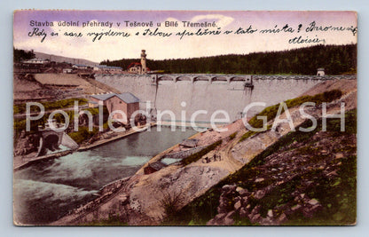 Postcard CONSTRUCTION OF THE ELBE RESERVOIR IN TĚŠNOV (ST6671)
