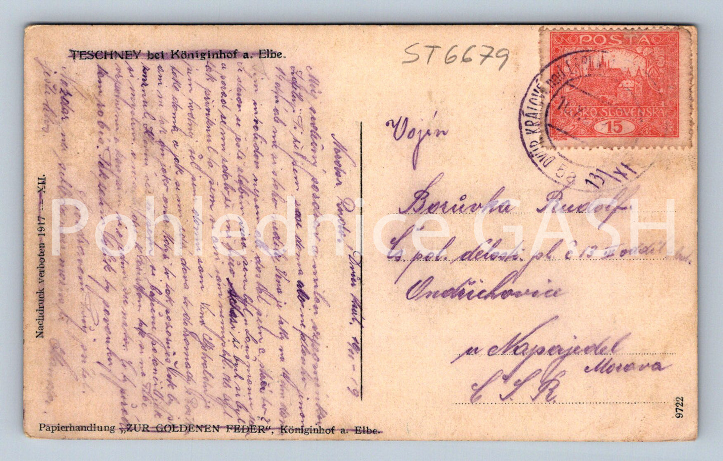 Postcard TĚŠNOV - ELBE RESERVOIR IN TĚŠNOV (ST6679)