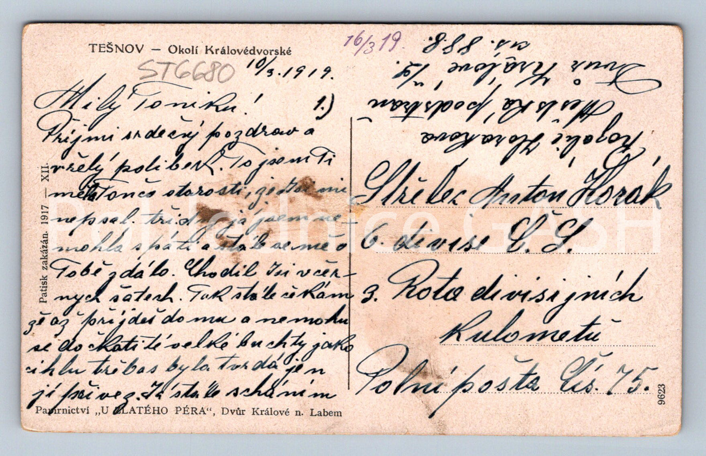 Postcard CONSTRUCTION OF THE ELBE RESERVOIR IN TĚŠNOV (ST6680)