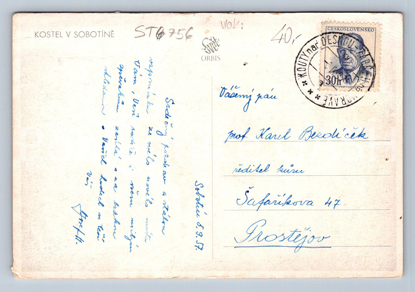 Postcard CHURCH IN SOBOTÍN (ST6756)