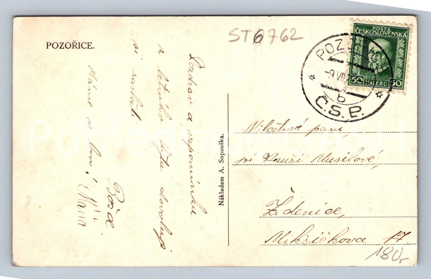 Postcard POZOŘICE (ST6762)