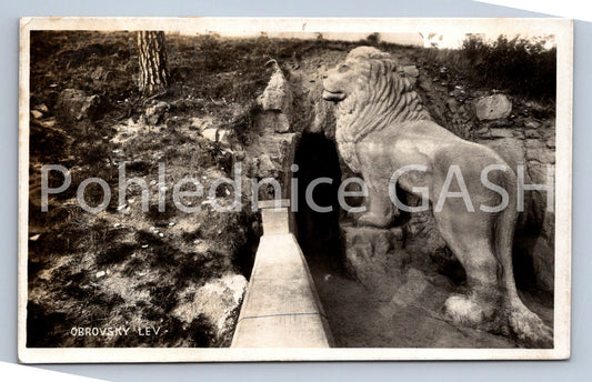 Postcard GIANT LION OF THE CAVE OF THE BLANIC KNIGHTS IN KUNŠTÁT (ST6770)